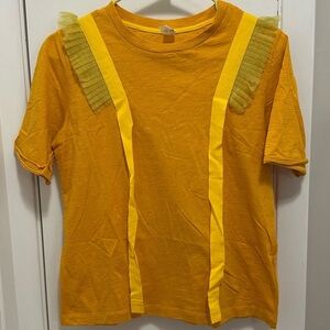 Tia Cibani Adella Ruffled Sailor T-shirt Cotton Golden Yellow Top Blouse 15/16
